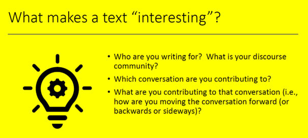 Poster about "What makes a text interesting?"